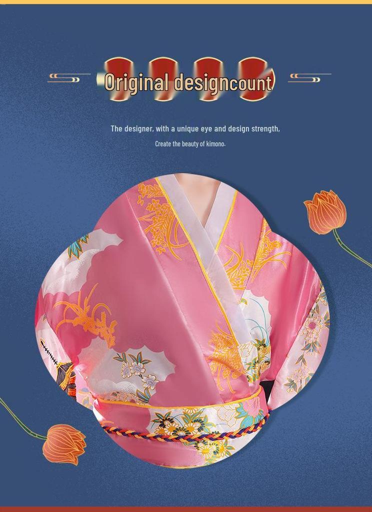 2025 Seiden Plus Size Japanischer Kimono Pyjama - Damen Trendiges Douyin-Inspiriertes Gewand Bademantel Hauskleidung