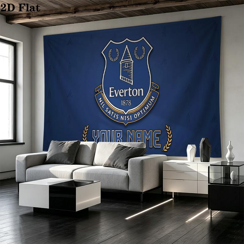 Custom Name Everton Football Club Printed Tapestry – Wall Hanging for Bedrooms, Dorms, and Home Decor