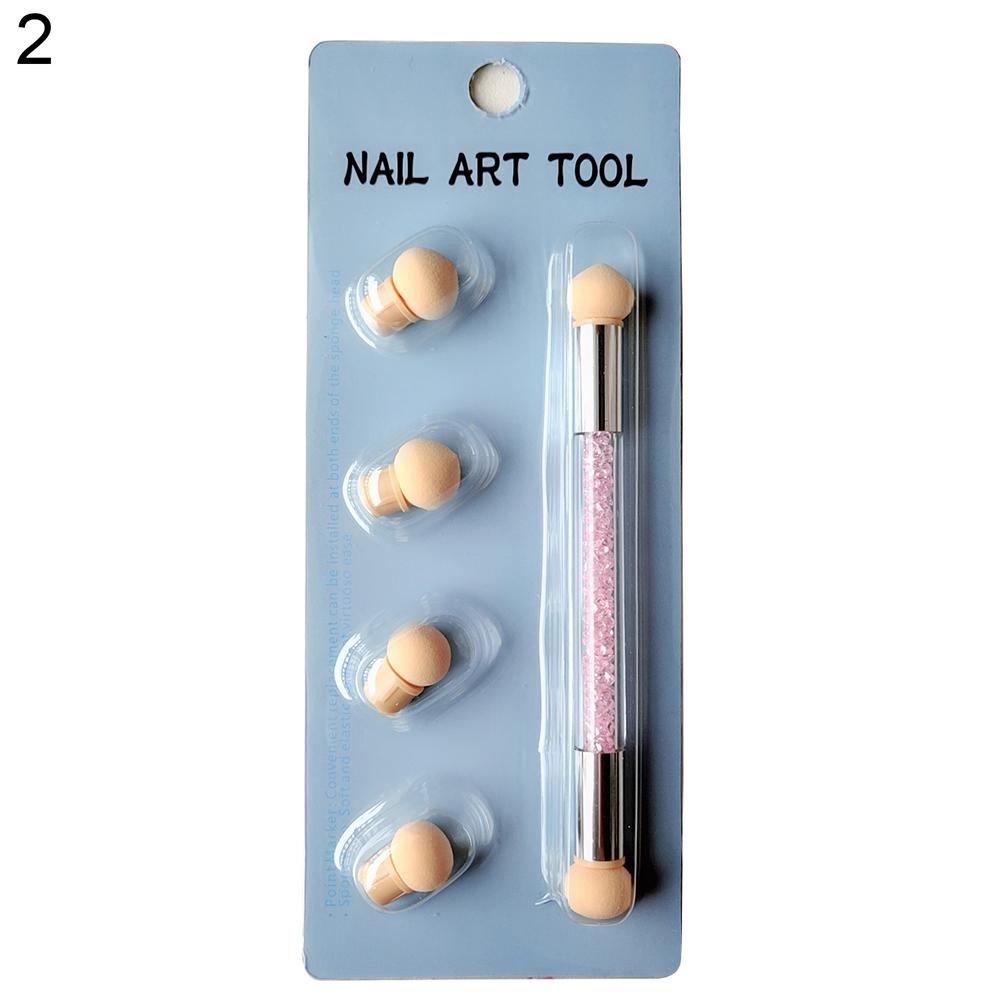 Portable Washable Double-Head Sponge Stained Pen Nail Art Painting Point Painting Tool