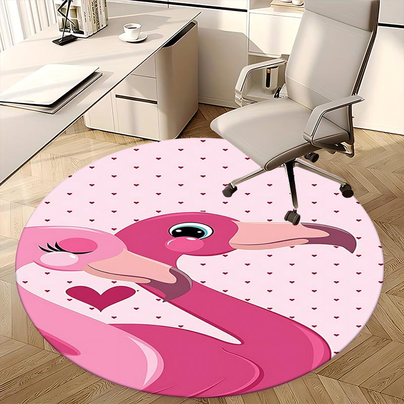 Pink Flamingo Chair Mat Round Carpet for Home Decor, Office Use, Living Room, Bedroom, Gift Idea0116b