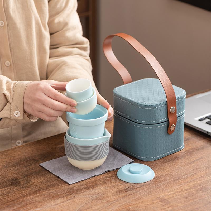 Light luxury travel tea set, Japanese-style one pot and two cups gift box set, high-end modern business commemorative gift