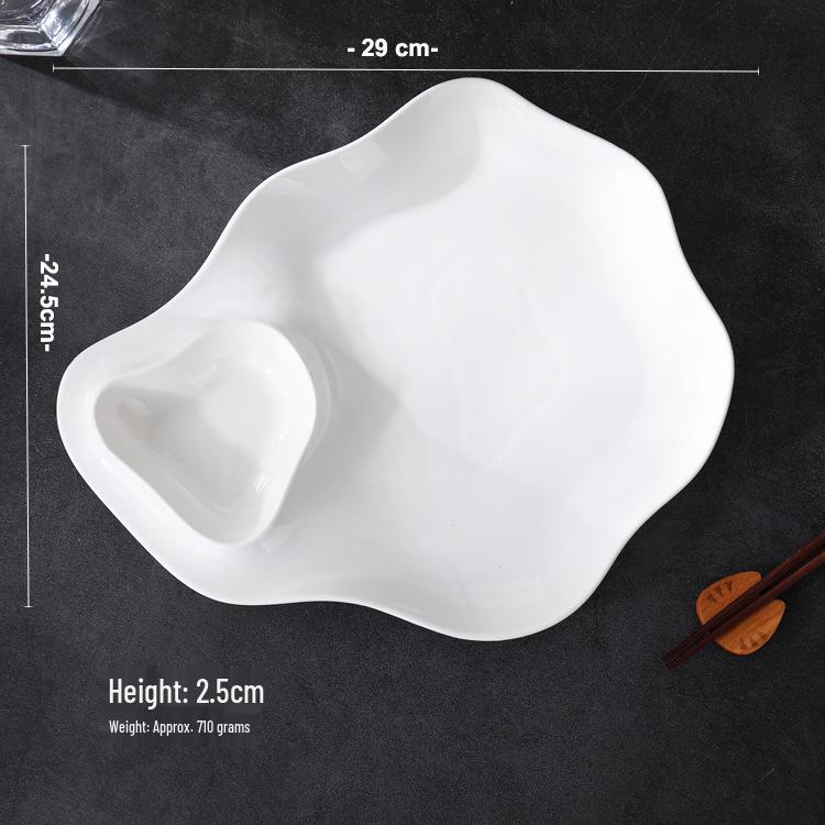 

Japanese Style White Ceramic Dumpling & Sauce Plate