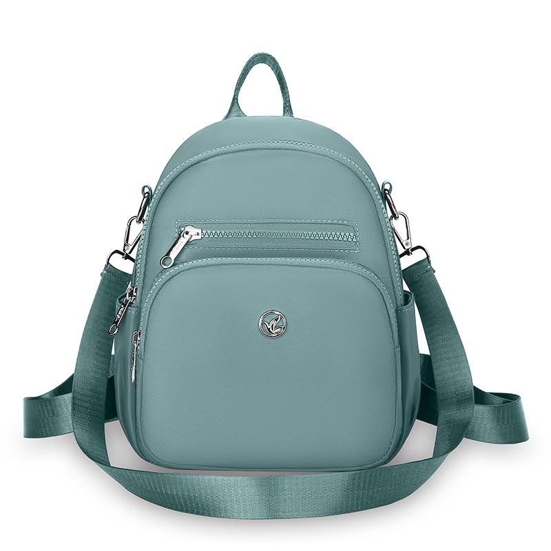 Women's Solid Color Backpack Lightweight Student Schoolbag Multifunctional Crossbody Shoulder Handbag