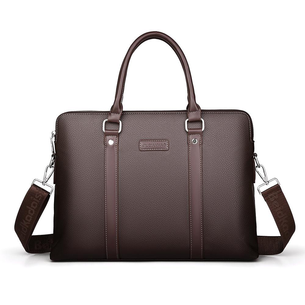 Men's Bag Business Commuter Shoulder Bag Men's Tote Computer Bag Horizontal Double Zipper Briefcase Crossbody Bag