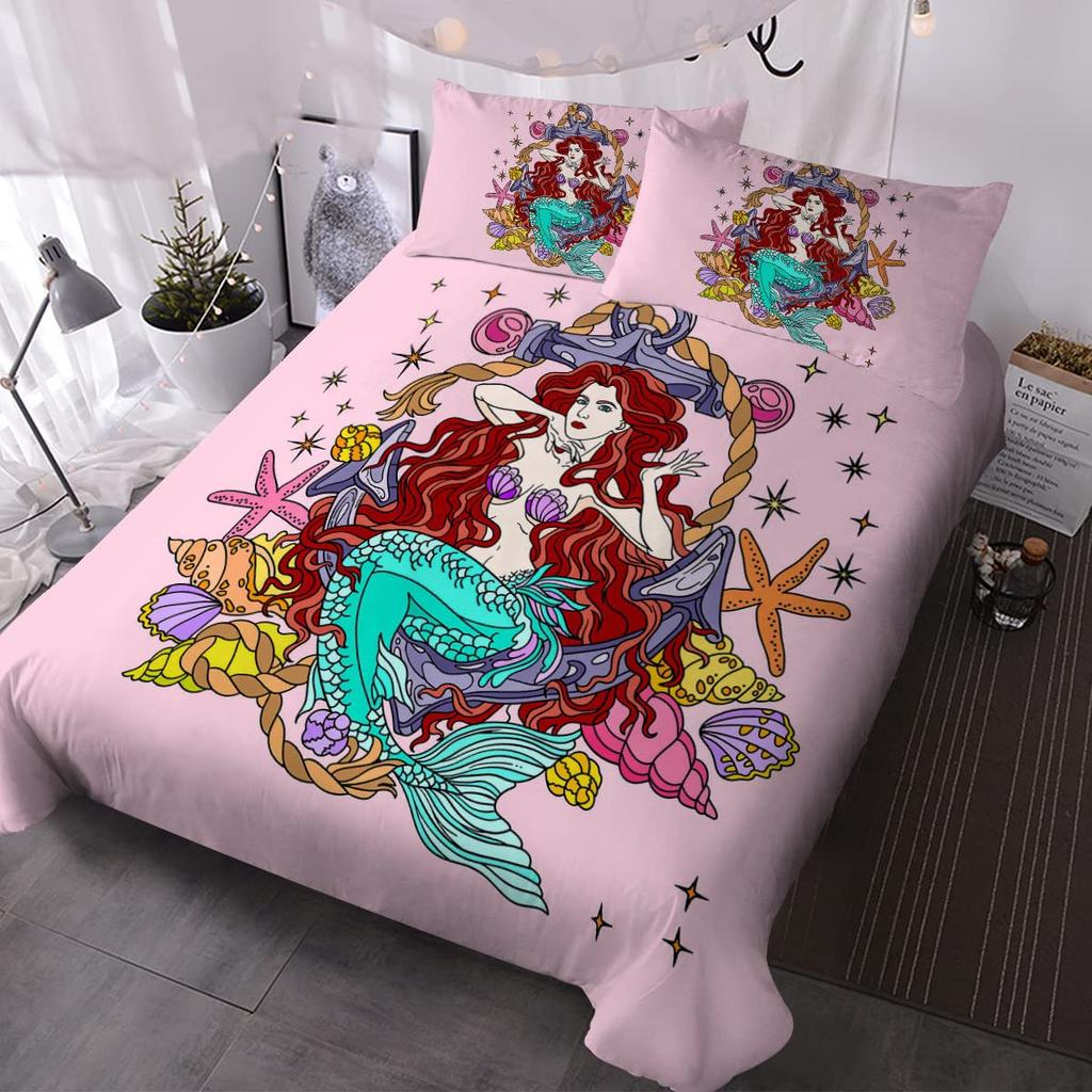Watercolor Mermaid Bedding Three-Piece Quilt Cover Walmart Exclusive