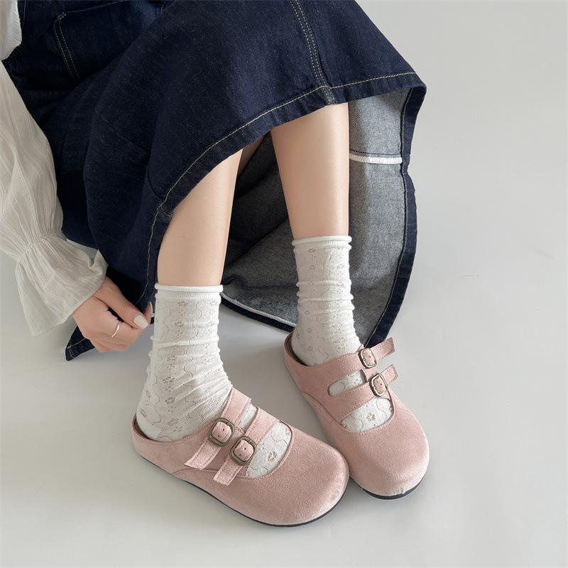 Non-slip flat-bottomed bag head slippers women's summer wear yellow with skirt half-drag Birkenstocks