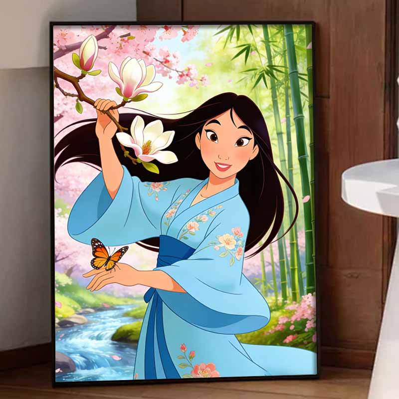 Disney Mulan Magnolia Flower Butterfly Diamond Paint Painting Art Kit Handmade DIY5D Home Decor Gift
