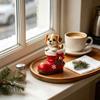 Puppy in Boots Figurine Christmas Santa Boot Resin Figurine, Cute Dog Holiday Tabletop Decor with Seasonal Living Room Accents Bow Bell Holly, Festive
