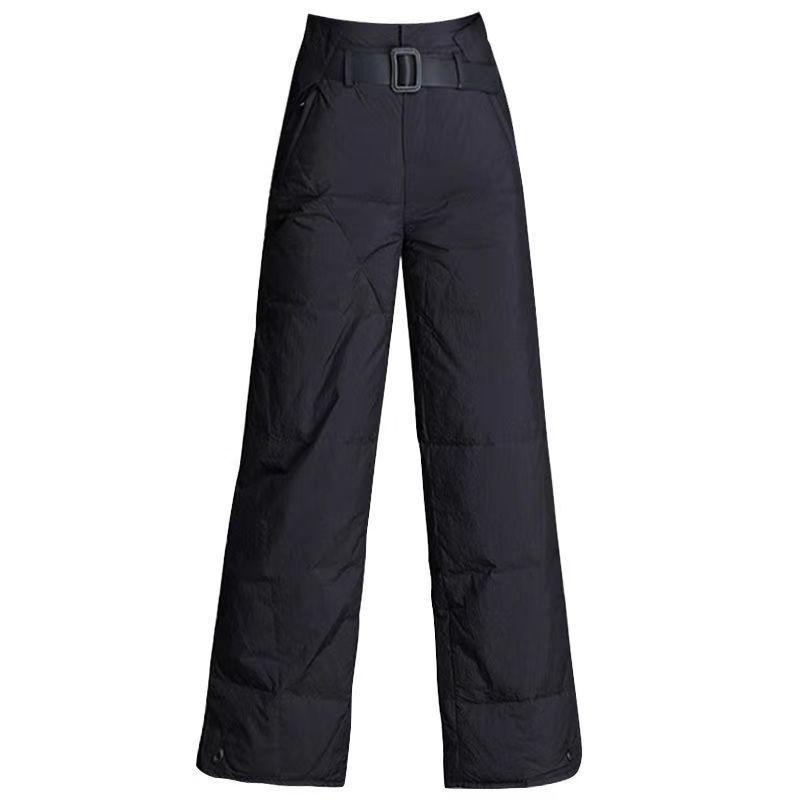 Women's High-Waisted Loose-Fit Bootcut Down Cotton Pants - Winter 2023 Trend