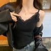 Lace suspender French chic knitted small vest women's inner white bottoming shirt new top summer wear