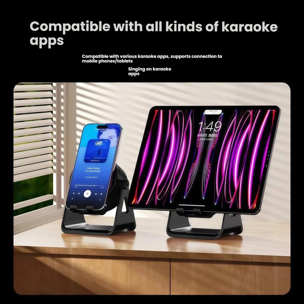 New Multi-functional Wireless Charging Inductive Speaker with Rotating Phone Stand and Bluetooth Speaker