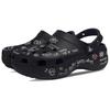 Crocs Classic Platform Clog Eight Rhapsody Graffiti Manifesto Hand-painted Graffiti Fashion Versatile Hole Shoes Women Black