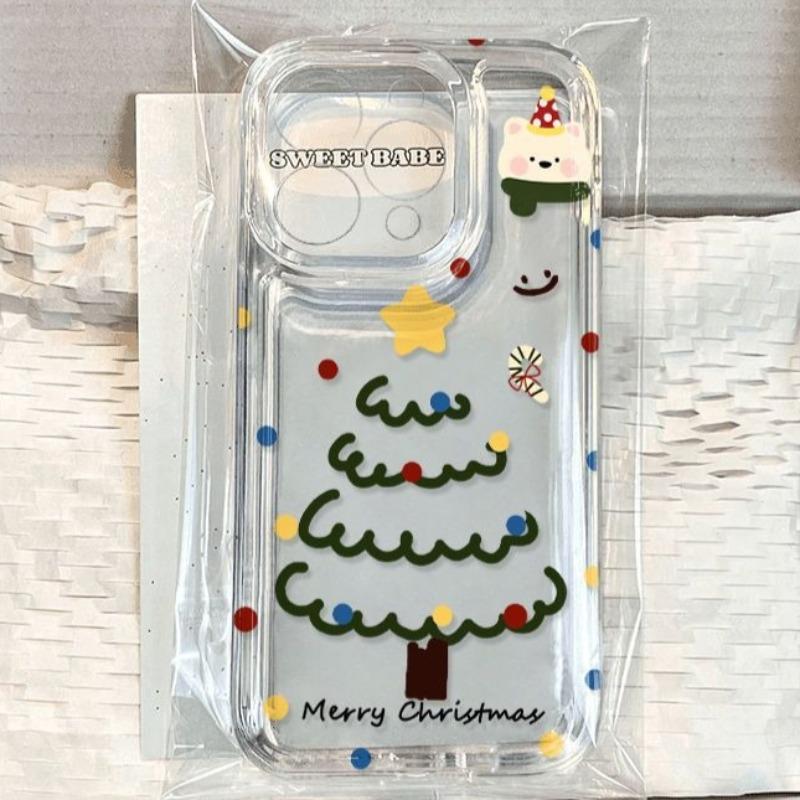 Luxury Transparent Clear Case for IPhone 16 15 14 13 12 11 Pro IPhone 14 15 16 Pro Max 15 16 14 Plus Christmas Tree Soft Shell