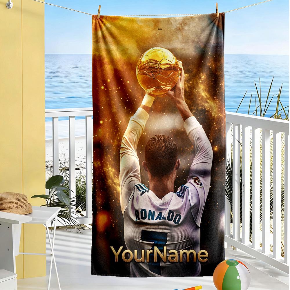 Cristiano Ronaldo Customized Name Beach Towel Soft Durable Quick-Dry Portable for SwimmingBeachCamping Travel Beach AccessoriesGym