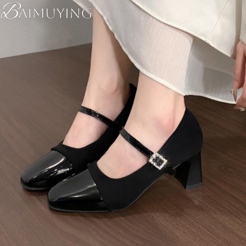 Fashion Leopard High Heels Marie Janes Shoes Woman Square Toe Sandals 2025 Trend Summer Dress Shallow Pumps Elegant Plus Size Zapatos