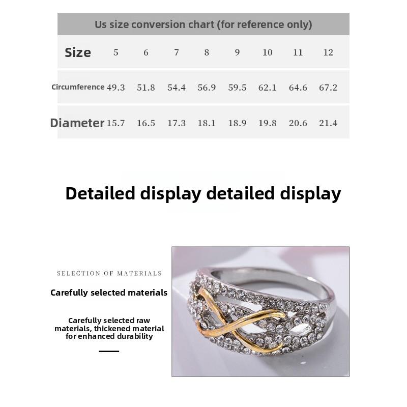 Rhinestone Women's Ring, Ambience Silver Fashion Gold and Silver Two-Tone Ring, Diamond Set