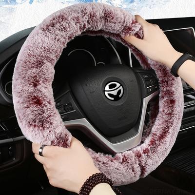 Women Fur Pink Warm Car Steering Wheel Cover Winter Black Auto Interior Accessories 37cm 38cm Automobiles Steering-wheel