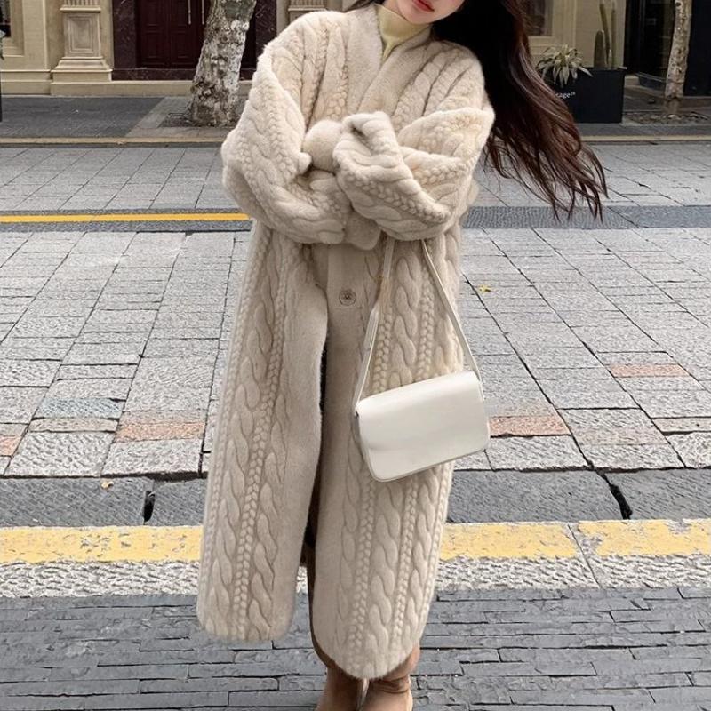 Long Warm Soft Faux Rabbit Fur Jacket Women Fashion High Grade Winter Casual Plush Coat Female Thickened Luxury Outerwears New