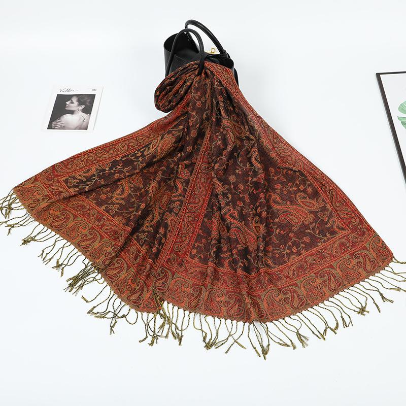 New women's jacquard long towel with shawl cashew nut summer sunscreen shawl scarf autumn and winter long towel