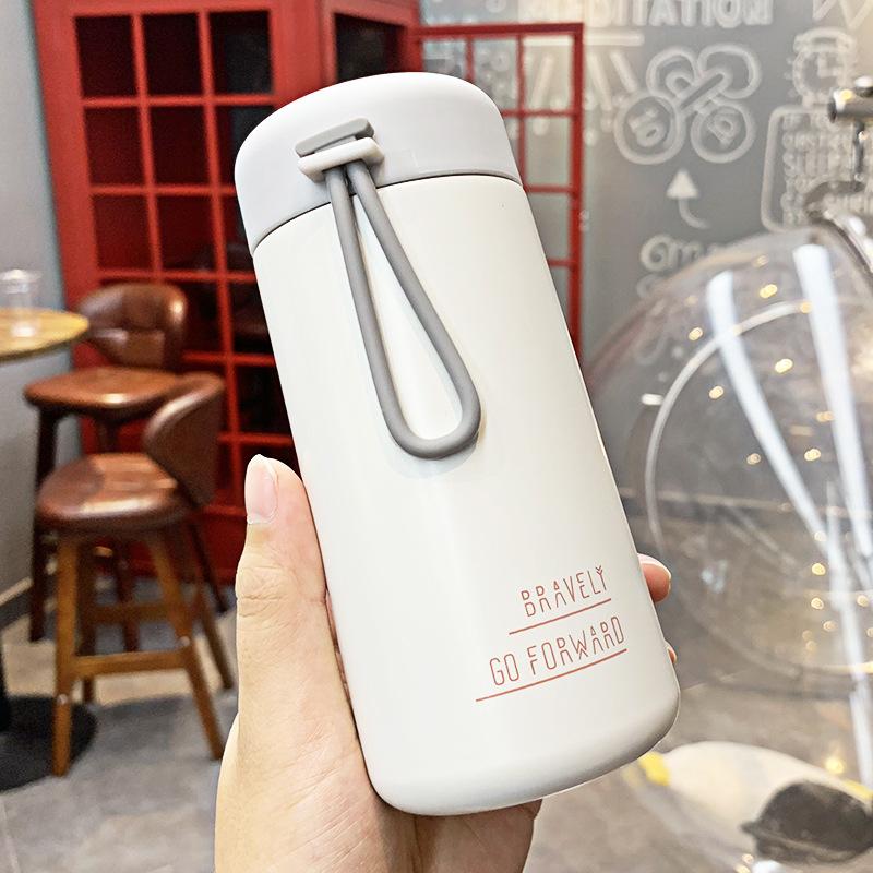 270 ml Portabel Termosmugg i Rostfritt Stål Med Snöre Läckagesäker Vakuumflaska Flickor Termosvattenflaska Termosmugg