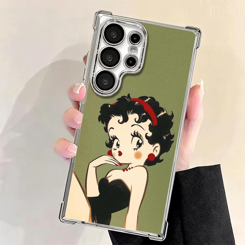 B-Bettys B-Boops Girl Plating Phone Case For Samsung Galaxy S24 S25 FE S26 Edge S23 Ultra S22 S21 Plus S20 Anti-Fall Airabag Cov
