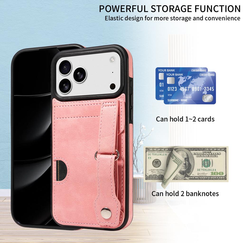 Cards Solt WristBand Wallet Leather Case For iPhone 17 Pro Max 16 Plus 15 14 13 12 11 Shockproof Slim Snap Bracelet Bag Cover