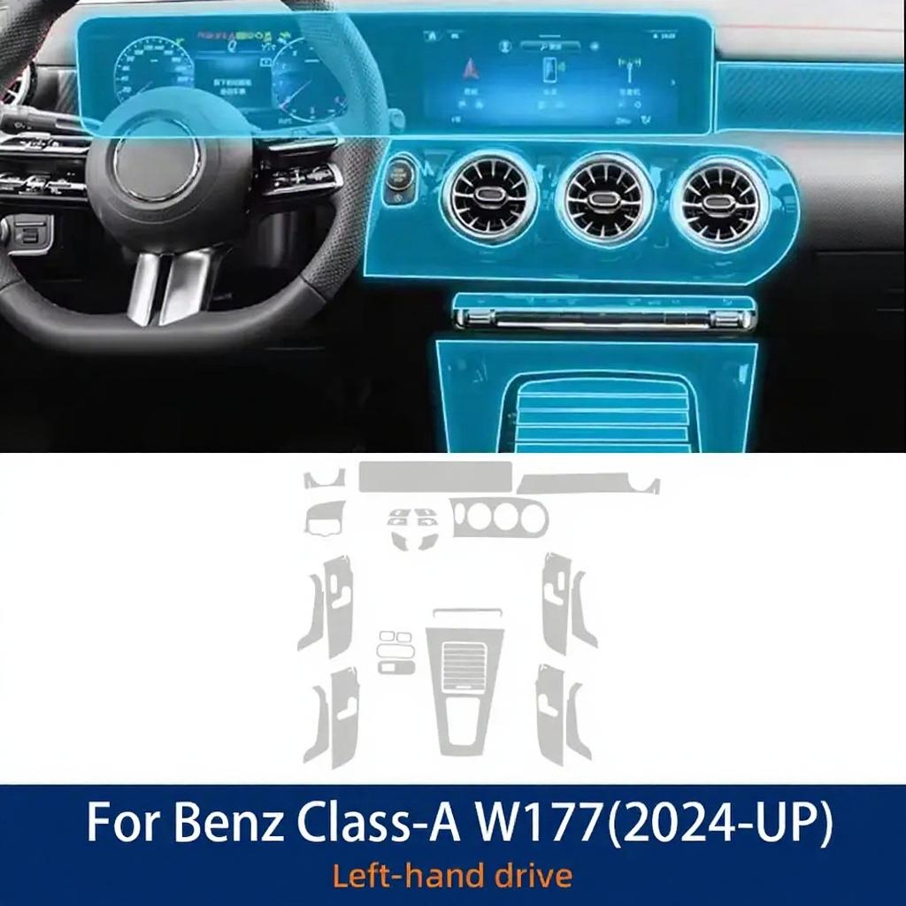 TPU Interior Film for Mercedes Benz MB A-Class W177 2024 2025 Car Center Console Navigation Anti-scratch Protective Film