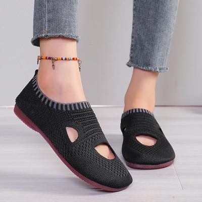 Ladies Shoes 2024 Hot Sale One Kick Women Flats Autumn Round Toe Breathable Mesh Solid Solft Sole Light Casual Comfortable Shoes