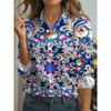 Plus Size Women's Shirt Elegant  Cat Printed Spring Autumn Blouse Top