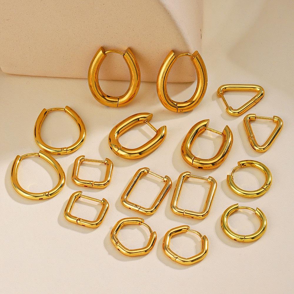 Trendy Geometric Stainless Steel Earrings: Pentagram, Heart, Square & Polygon Shapes