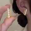 Korean Minimalist Pearl & Rhinestone Double-Row Stud Earrings for Women