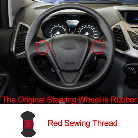 Hand Sewing Car Steering Wheel Cover For Ford Fiesta 2008-2016 2017 Ecosport 2014- 2015 2016 2017 Braid on the Steering wheel