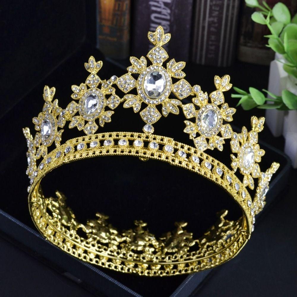 Sparkling Baroque Queen Tiaras Elegant Wedding Head Wear Exquisite Rhinestone Diadem  Hair
