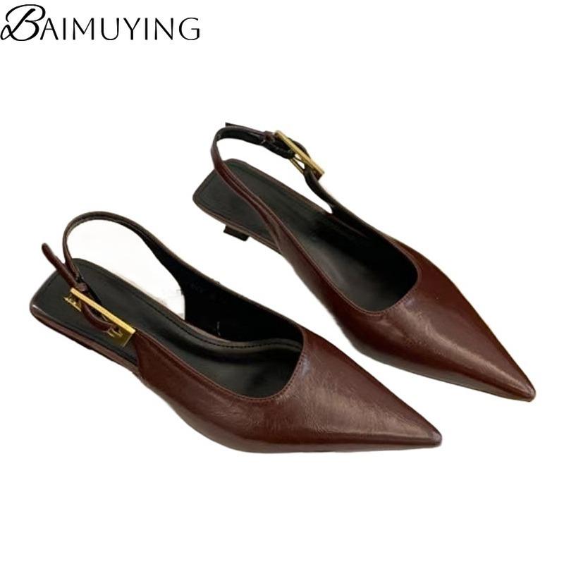 Mote Sexy Spiss Tå Mellomhæler Sandaler Damesko Slingback Sommer 2025 Trend Kjole Lær Pumps Nye Elegante Fest Sandalias Mujer