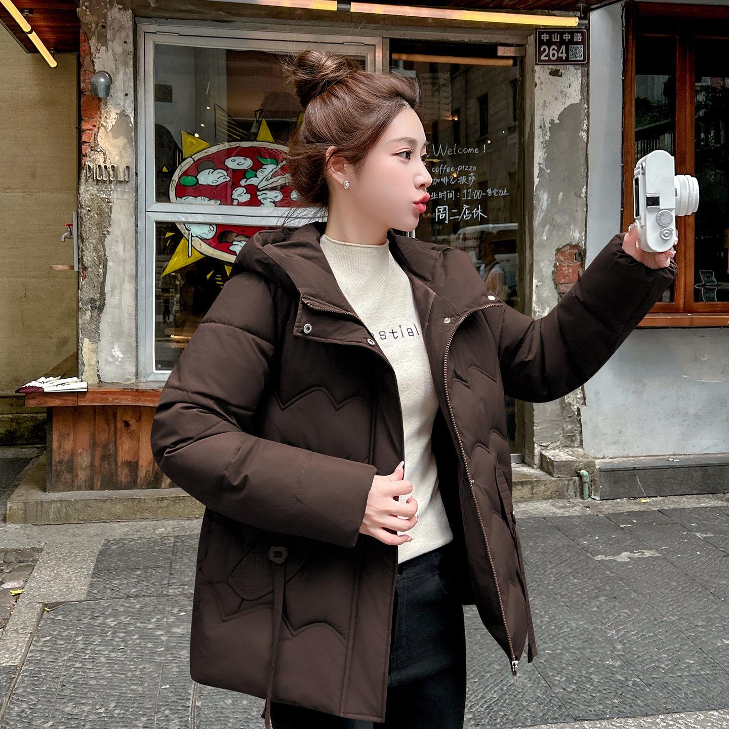 

Зимняя новая хлопковая одежда Хлопковая одежда С капюшоном Универсальная Свободная Иностранный вид Тонкая хлопковая куртка Куртка XXXL кофейный