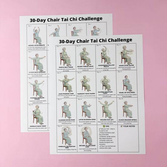 2 ks Tai Chi cvičení na židli pro seniory a začátečníky 10x8 palců