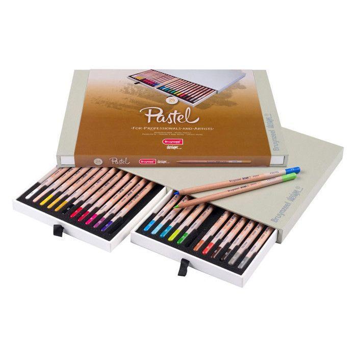 Pastel Pencils - Bruynzeel - Box of 24 - Assorted Colors - High Quality - Fine Point