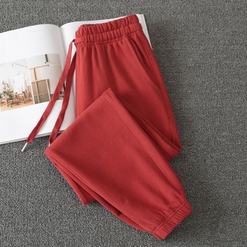 

Весенне-осенние женские повседневные хлопковые спортивные штаны с высокой талией Brick Red L