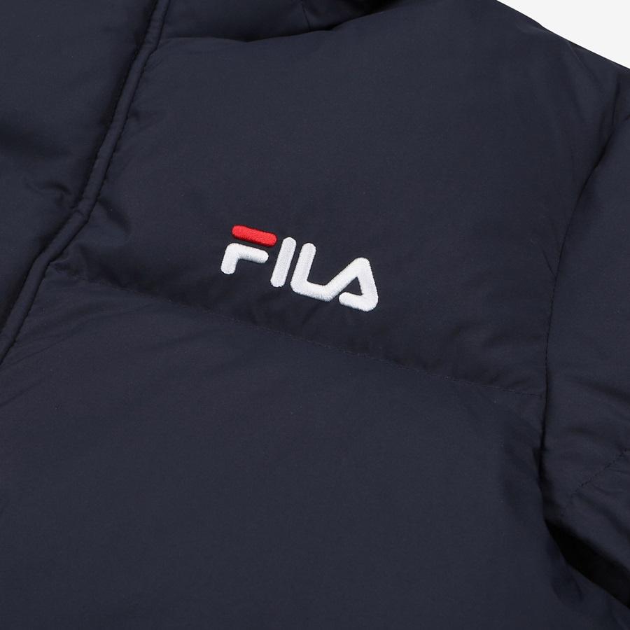 Fila Fleece Hooded Long Printed Letter Down Jacket Men Outerwear Dark-Blue FS2DJB4003X-INA