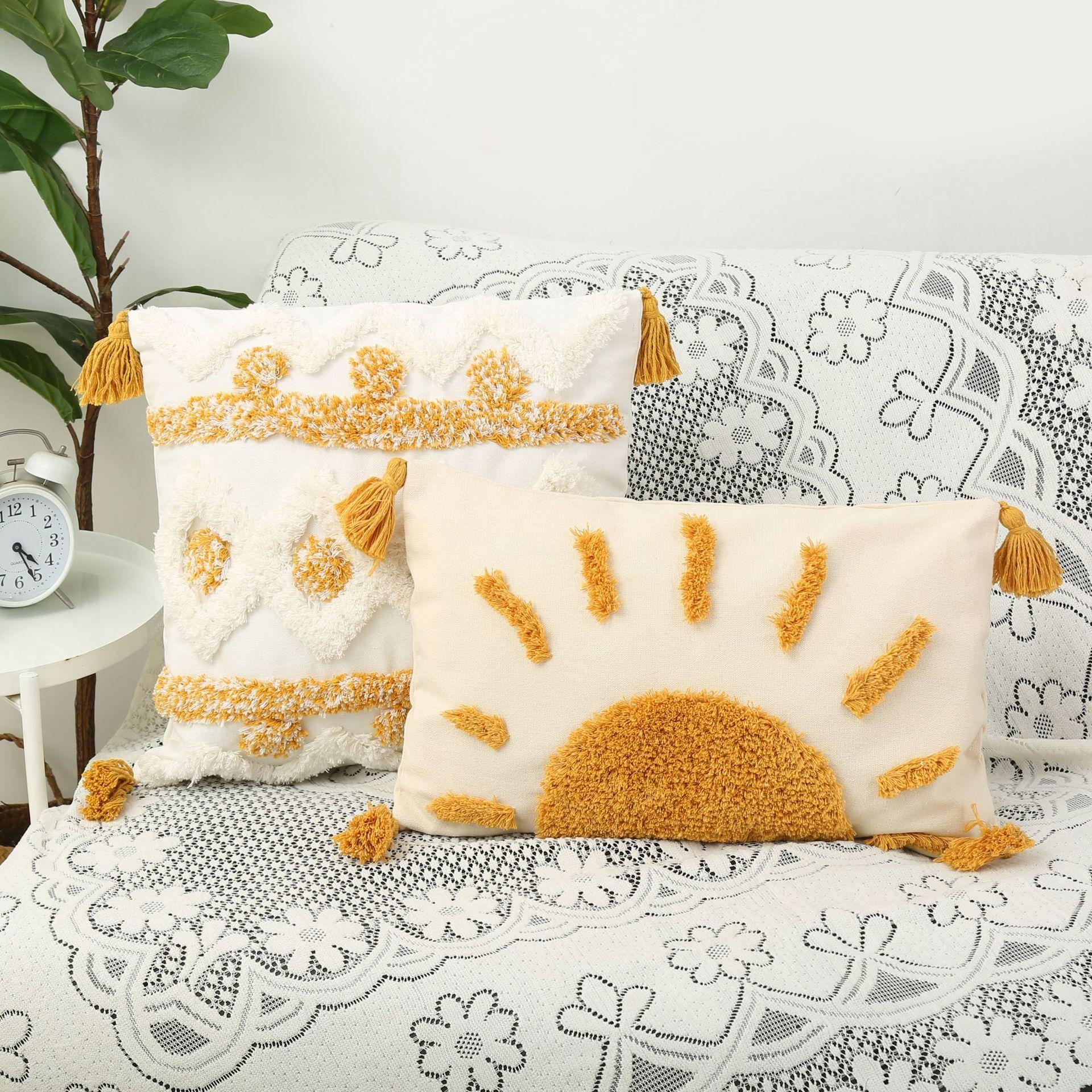 

Tufted Pillow Cover Sofa Cushion Cover Living Room Bedroom Embroidered Waist Pillow Pillow Pillow Head Pillow Cover dot 30*50cm жовтий