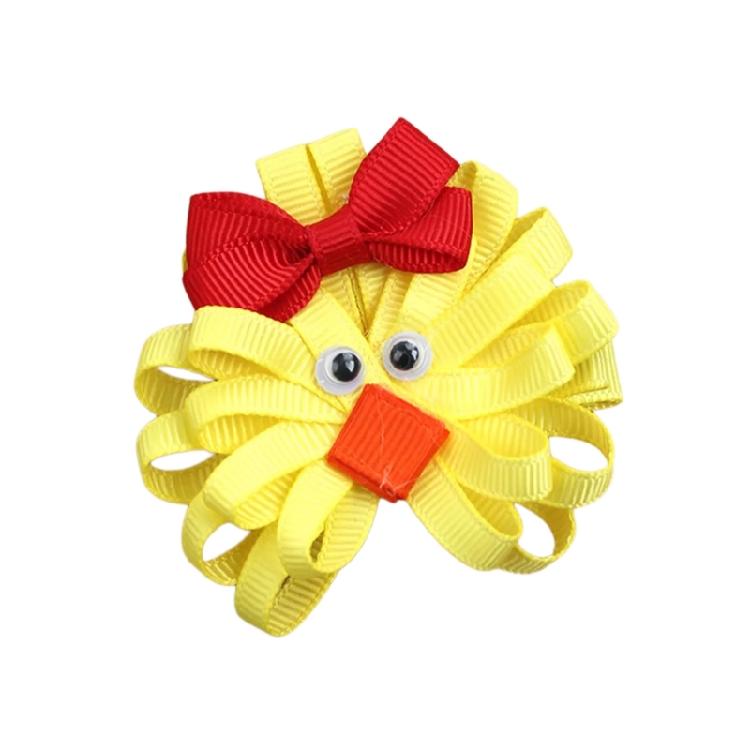 Lovely Hair Barrette Easter Festival Bunnies/Chick Hair Clip with Bowknot For Little Girl and Adult Holiday Theme Headwear