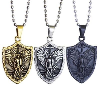 Collana Ciondolo Croce Angelo God of War Retrò in Acciaio al Titanio