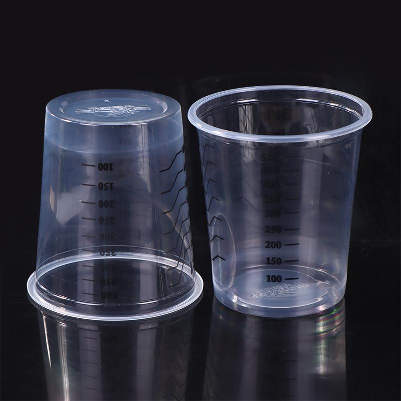 10Pcs 500Ml Disposable Clear Plastic Paint Mixing Cups Mixing Pot Paint Mixing Calibrated Cup