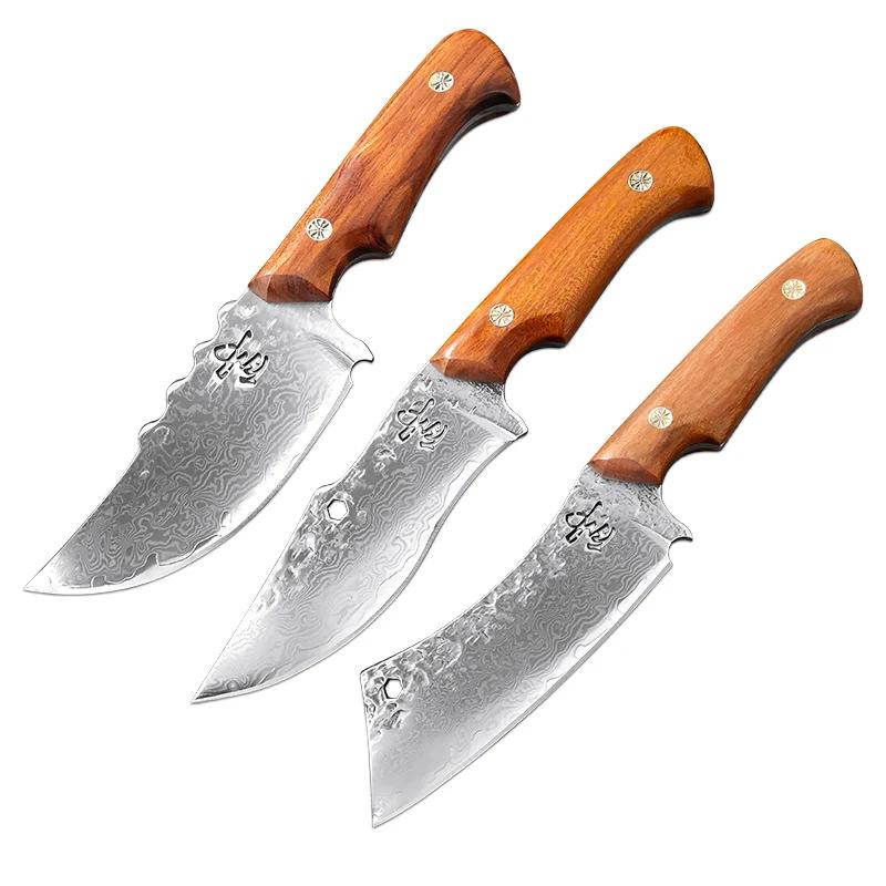 Boning Butcher Knife Fish Fruit Vegetables Kitcher Knives Wood Handle Utility Chef Knife Damascus Cleaver Knife Meat Slicing