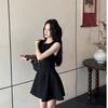 Black Sleeveless Dress Women's Summer Beautiful Beautiful Small Skirt Dopamine a Word Waist Pinch Waist Short Skirt Wear