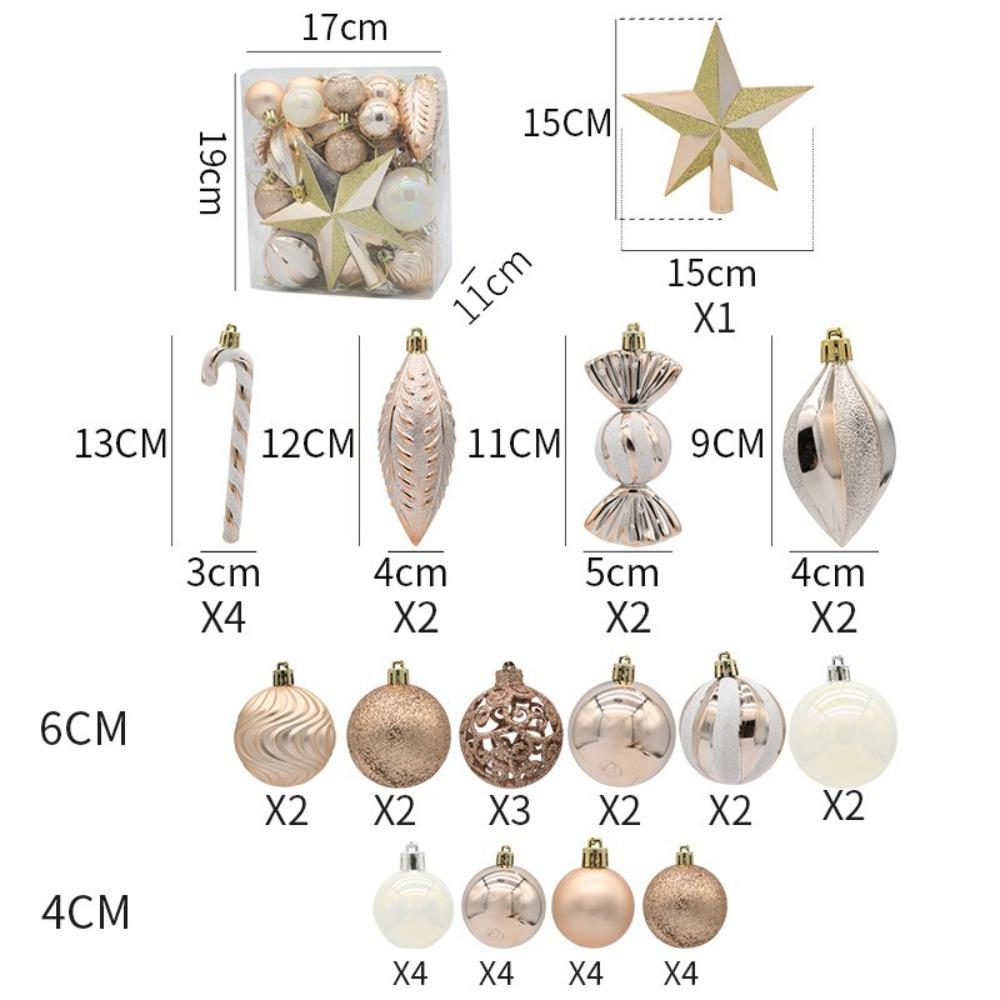 40Pcs Electroplated Balls Christmas Tree Ornament Plastic New Year Christmas Gifts Boxes Pendant Pendant DIY Crafts Painted