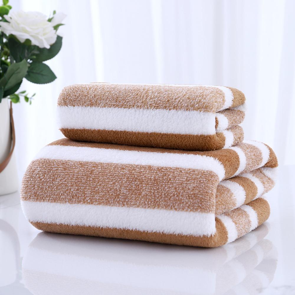 1 Pc Stripe Thickened Absorbent Soft Bath Towel for Home