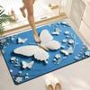 American Farmhouse Floral Doormat, 2D Wood Flower & Butterfly Non-Slip Home Entryway Rug  Floor Mat Kitchen Mat Door Mat