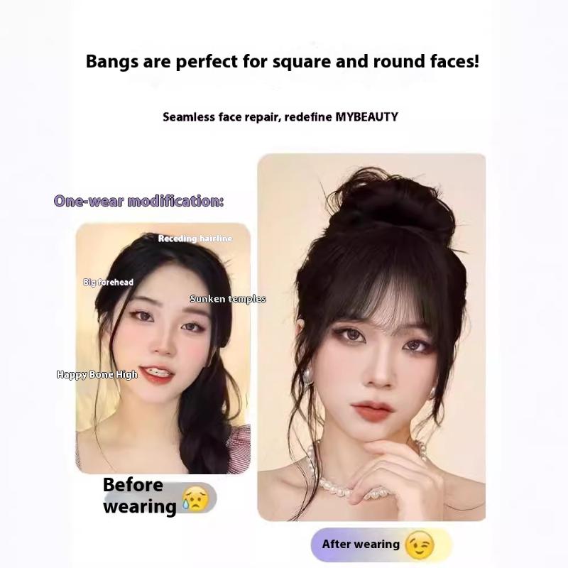 Synthetic Fake Bangs Hairpiece Clip Air Bang Extension Natural Heat Resistant For Women Daily Party