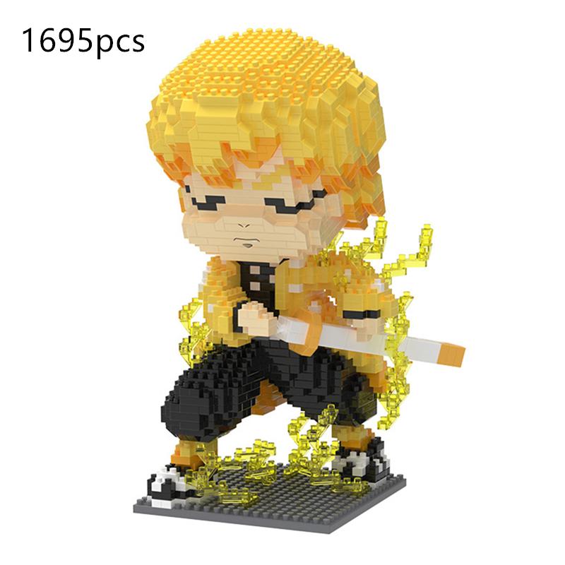 Demon Slayer Anime Blocks Kamado Tanjirou Nezuko Agatsuma Zenitsu Rengoku Kyoujurou Figures Model Knife Blocks Toys